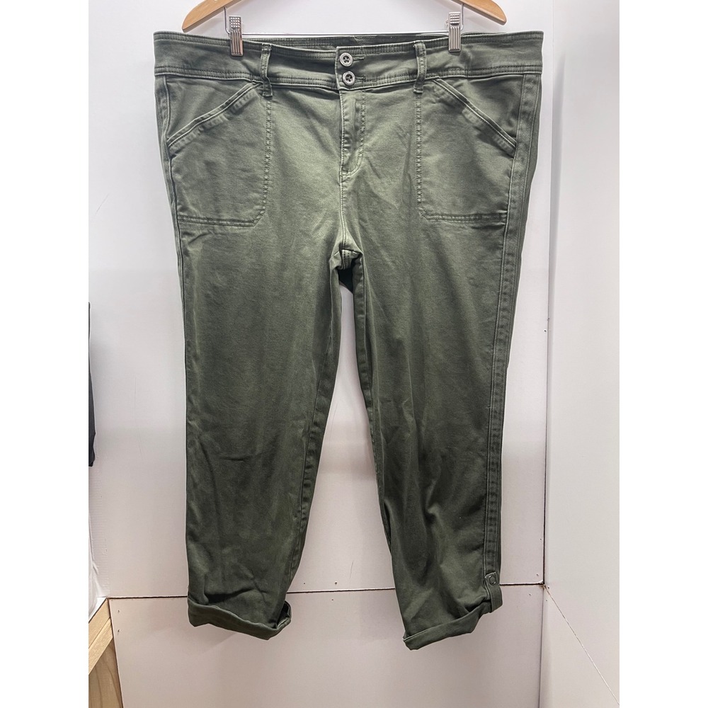 Torrid Women 22 Olive Green Utility Cropped Pants FeelTheFit Chino Cuffed Pants